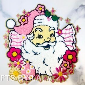 New 10" Pink Santa Baby Sequin Patcht